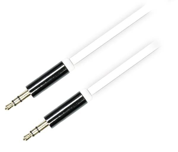 DELTACO lydkabel, 3,5mm han til 3,5mm han, 1m, hvid