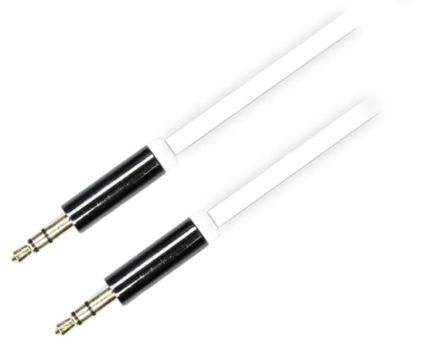DELTACO lydkabel, 3,5mm han til 3,5mm han, 1m, hvid