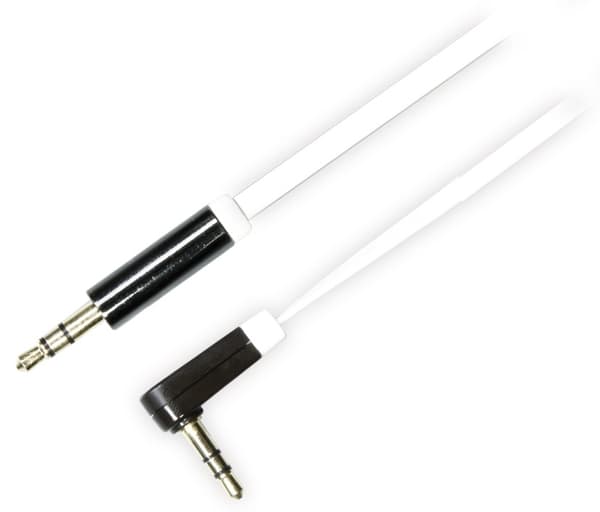 DELTACO lydkabel, vinklet 3,5mm han til 3,5mm han, 1m, hvid