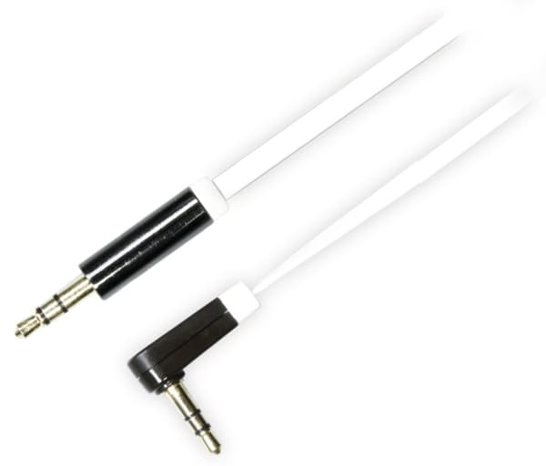 DELTACO lydkabel, vinklet 3,5mm han til 3,5mm han, 1m, hvid
