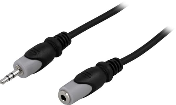 DELTACO Lydkabel, 3,5mm han - hun, 1m