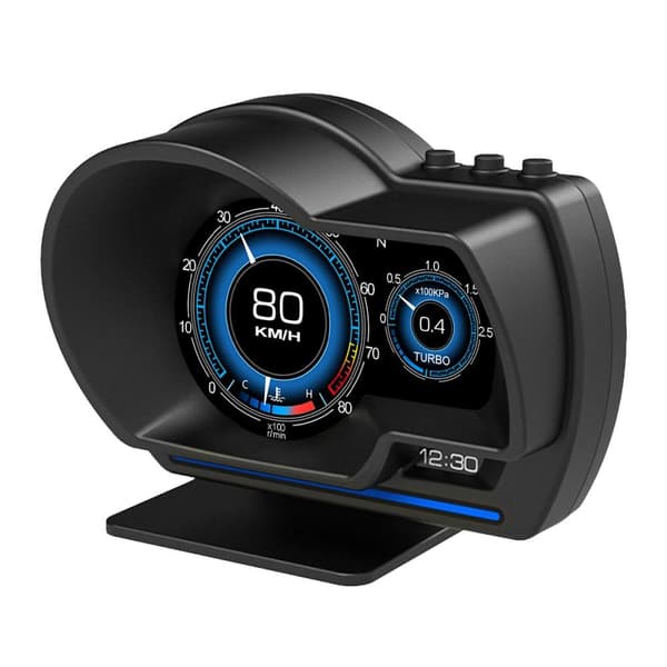 Bil HUD Speedometer OBD2+GPS-måler med overhastighed, omdrejningsalarm