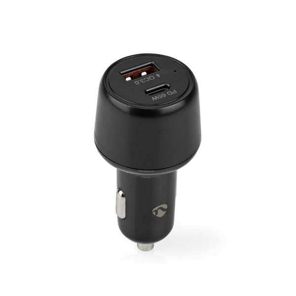Nedis Billader | 65 W | 2.0 / 3.0 / 3.25 A | Antall utganger: 2 | Porttype: USB-A / USB-C™ | Automatisk Spenning Utvalg Sort