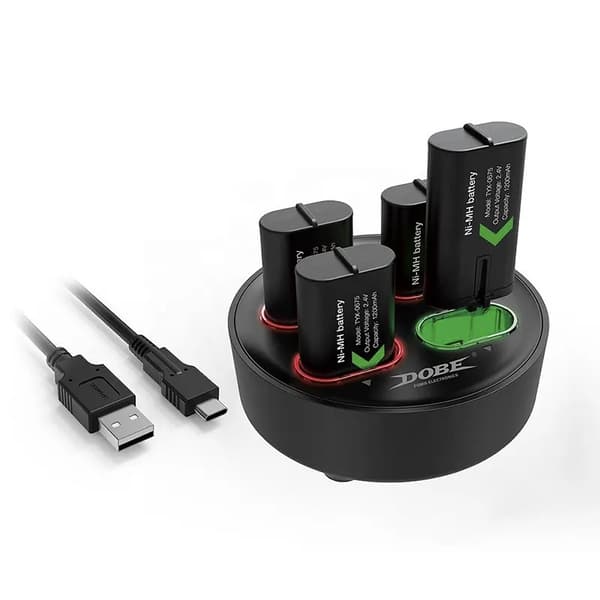 4 i 1 Batteriladestation Inkl. 4x Batterier til Xbox One & Xbox Series X/S