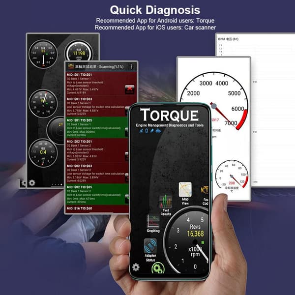 V019 OBD 2 for diagnostikk Bluetooth-feilkodedekoder Bildiagnostisk skanner