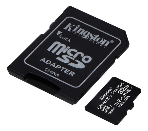 Kingston 32 GB micSDHC Canvas Select Plus 100R A1 C10-kort + ADP