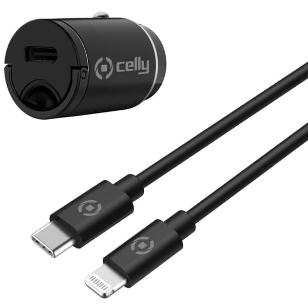Celly Mini USB-C PD 20W billader + USB-C til lynkabel