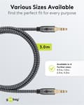 Miniatyrbillede 6 af 8: Goobay Ljudanslutningskabel AUX, 3,5 mm stereo, 3 m, Sharkskin Grey Pawl 3,5 mm plugg (3-stift, Stereo) > Pawl 3,5 mm plugg (3-stift, Stereo)