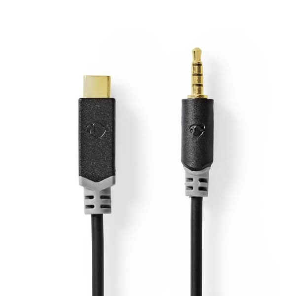 Nedis USB-C™ Adapter | USB 2.0 | USB-C™ Hann | 3.5 mm Han | 1.00 m | Rund | Gull belagt | PVC | Sort | Boks