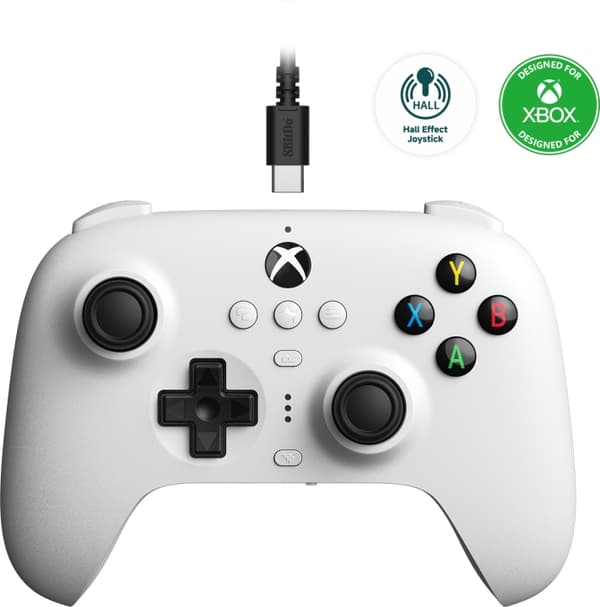 8Bitdo Ultimate Wired Controller - Hall Edition -langaton peliohjain, valkoinen, Xbox / PC