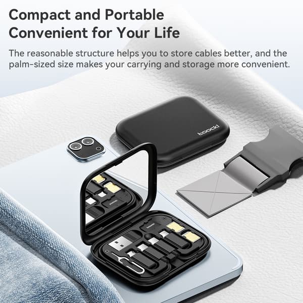 TOOCKI USB-C–USB-C-kaapeli USB+iP+Mikro-USB-sovittimen kotelo