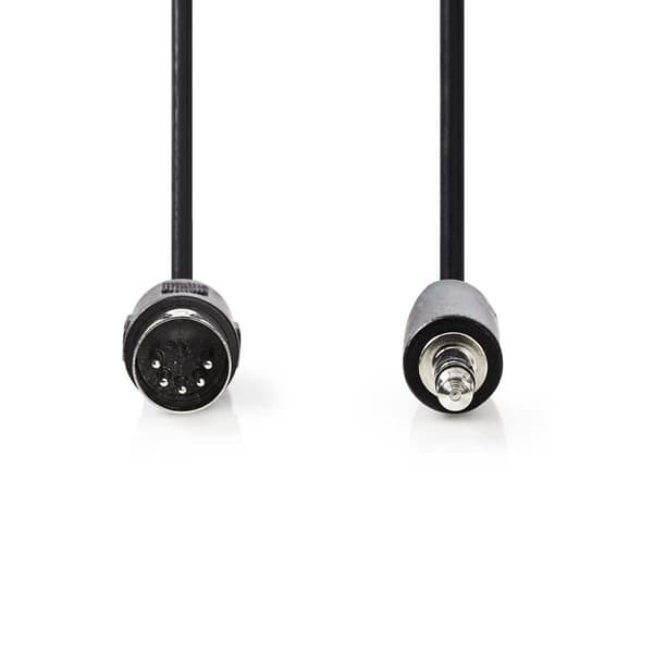 Nedis DIN lydkabel | DIN 5-pins han | 3.5 mm Han | Nikkel belagt | 2.00 m | Rund | PVC | Sort | Label