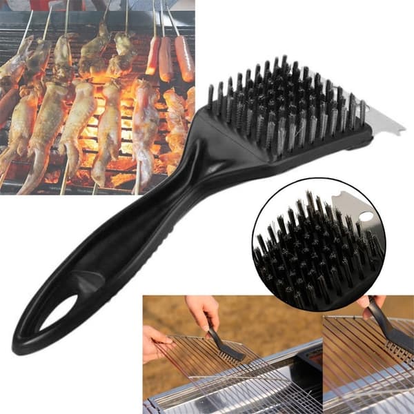 Multifunctional grill brush in stainless steel