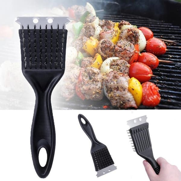 Multifunctional grill brush in stainless steel