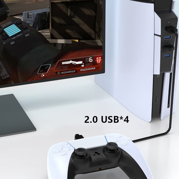 4-portars USB-hubb för Sony PS5 Slim Expansion Hub-laddaradapter