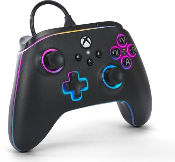 PowerA Lumectra Advantage kablet kontroller, svart + RGB LED-bånd, Xbox / PC