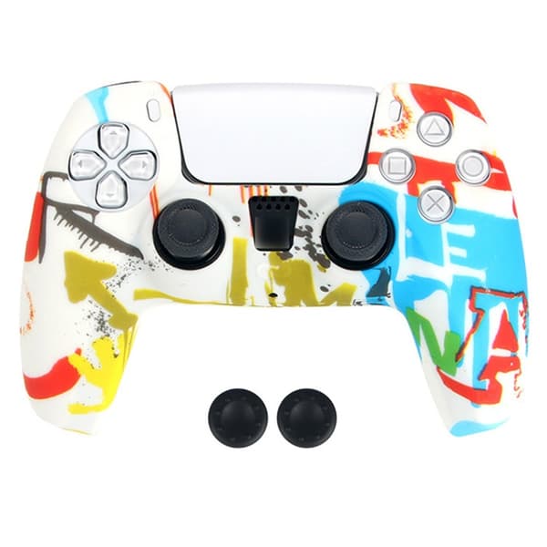 DATA FROG Til Sony Playstation 5 Silikone Cover Gamepad Beskyttelsescover med 2 Rocker Caps