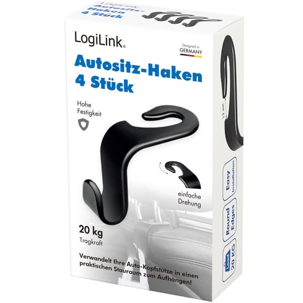 LogiLink Krokar till bilstolar max 20kg 4-pack