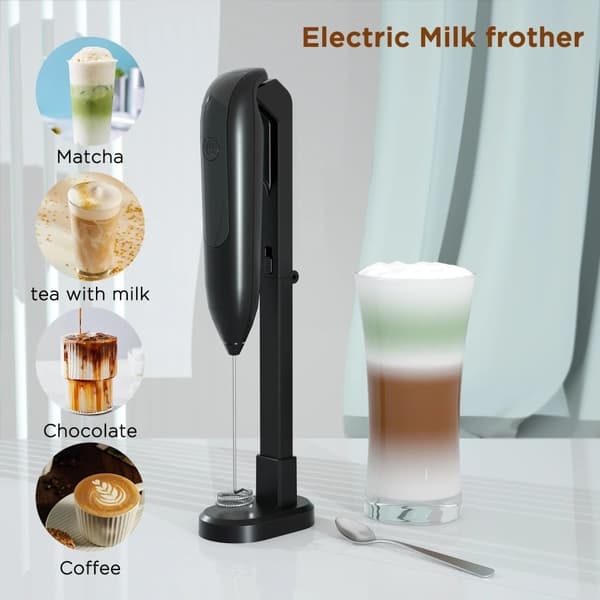 Mini Blender Mjölkskummare Handhållen Skummare Elektrisk Dryckesblandare - Svart