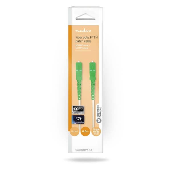 Nedis Glassfiber patchkabel | SMF (Single Mode Phase) | SC/APC | SC/APC | 100 Gbps | 6.00 m | Hvit | Gift Box with Euro Lock