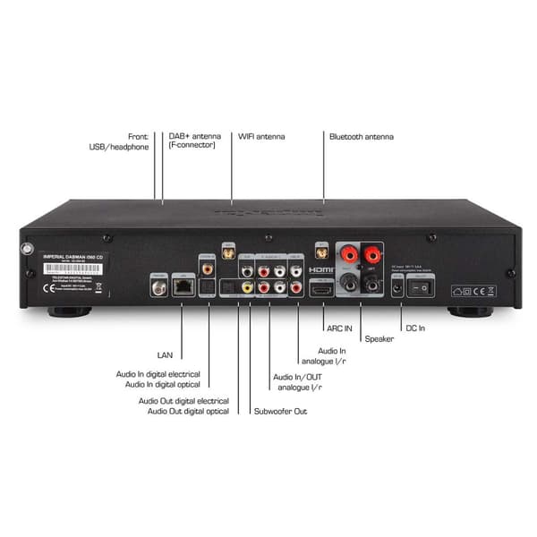 imperial DABMAN i560 CD All-in-one HiFi System med förstärkare och CD-spelare DAB+ / FM / Internet / Bluetooth Svart