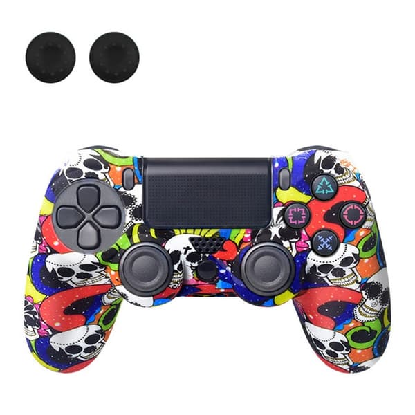 Etui til Sony PlayStation 4 Pro Slim PS4 Anti-Slip Silikone Skin Cover - White Skull