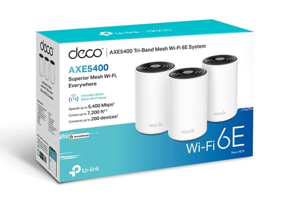 TP-Link Deco XE75 (3-pakning) Wi-Fi 6E AXE5400 Wi-Fi-system med netting for hele hjemmet