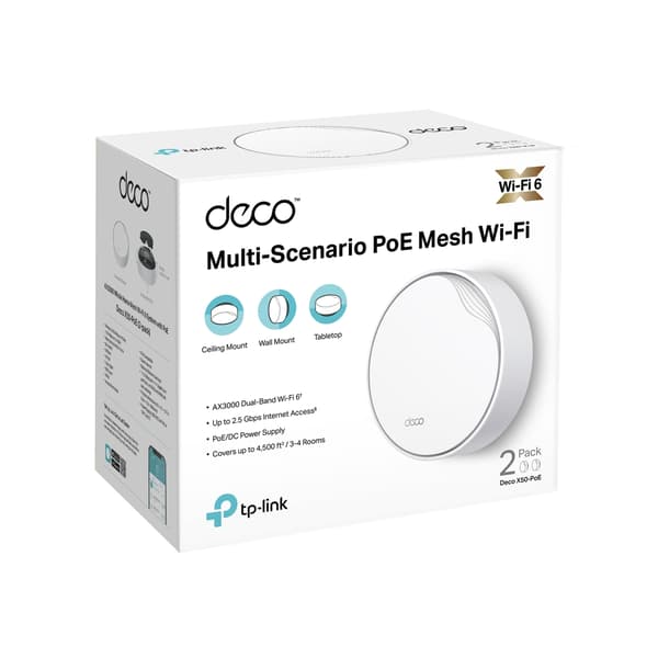 TP-Link Deco X50-PoE Wi-Fi 6 AX3000 Mesh-system med PoE (2-pak)