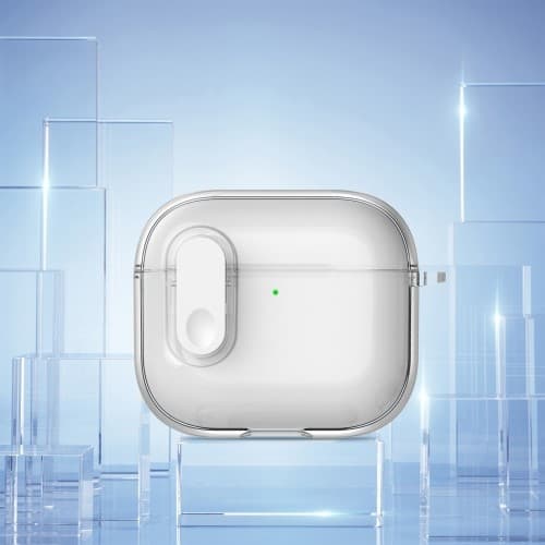 For AirPods 4 øretelefonveske Snap Switch Ice Crystal Clear Case - Gjennomsiktig