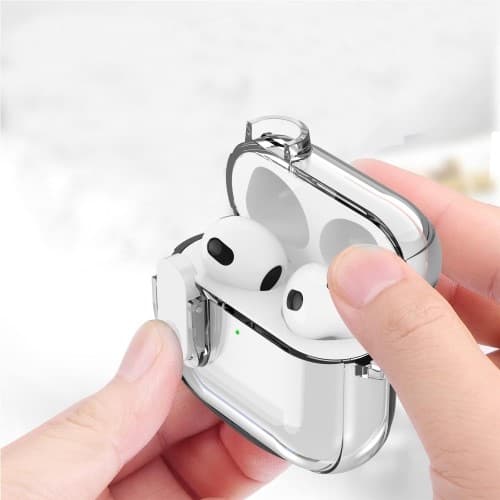 For AirPods 4 øretelefonveske Snap Switch Ice Crystal Clear Case - Gjennomsiktig