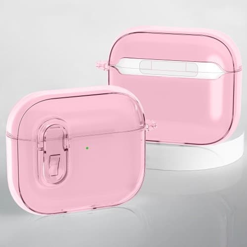 AirPods 4 -kuulokekotelolle Snap Switch jääkristallikirkas kuori - läpinäkyvä Vaaleanpunainen