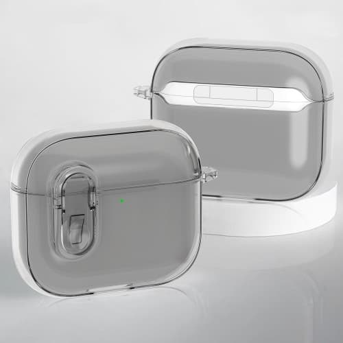 For AirPods 4 Hodetelefonveske Snap Switch Ice Crystal Clear Case - Gjennomsiktig Grå