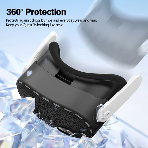 Til Meta Quest 3S beskyttende etui VR Headset Silikone Cover - Sort