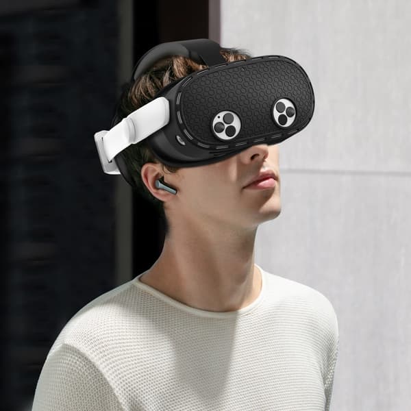 Til Meta Quest 3S beskyttende etui VR Headset Silikone Cover - Sort