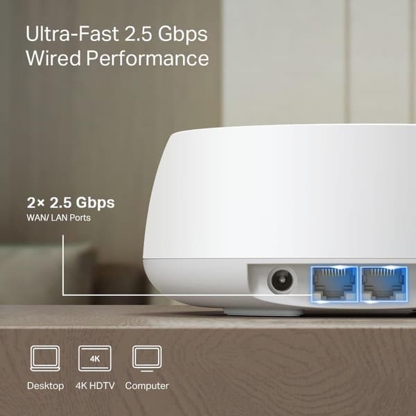 TP-Link Deco BE25 BE3600 Whole-Home Mesh Wi-Fi 7 System (1-pak)