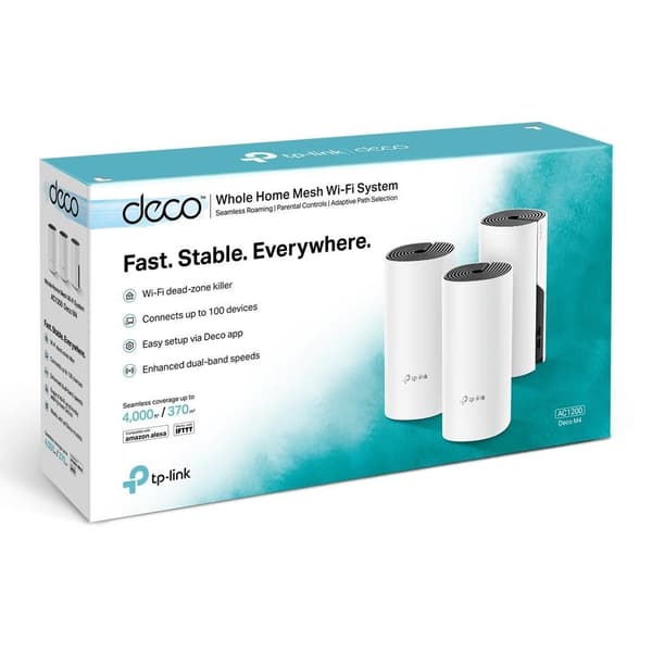 TP-Link Deco M4 (3-pakning) AC1200 Wi-Fi-system med netting for hele hjemmet v2