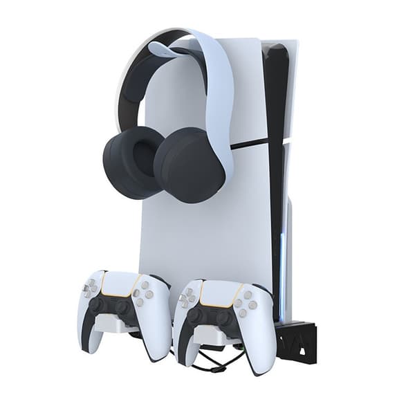 IPLAY For Sony PS5 Slim / Playstation 5 Veggmontert lagringsstativ-kontroller Ladestasjon Headsetholder