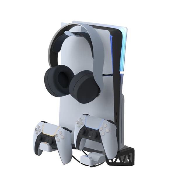 IPLAY For Sony PS5 Slim / Playstation 5 Veggmontert lagringsstativ-kontroller Ladestasjon Headsetholder
