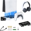 Miniatyrbilde 1 av 7: IPLAY For Sony PS5 Slim / Playstation 5 Veggmontert lagringsstativ-kontroller Ladestasjon Headsetholder