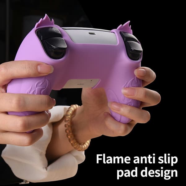 Playstation 5 / PS5 Silikone Skin Cover Case Anti-Slip Protection Flame Design - Sort
