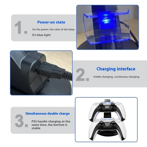 Ladestasjon & Oppbevaringsstativ for Sony PlayStation 5 Kontrollere