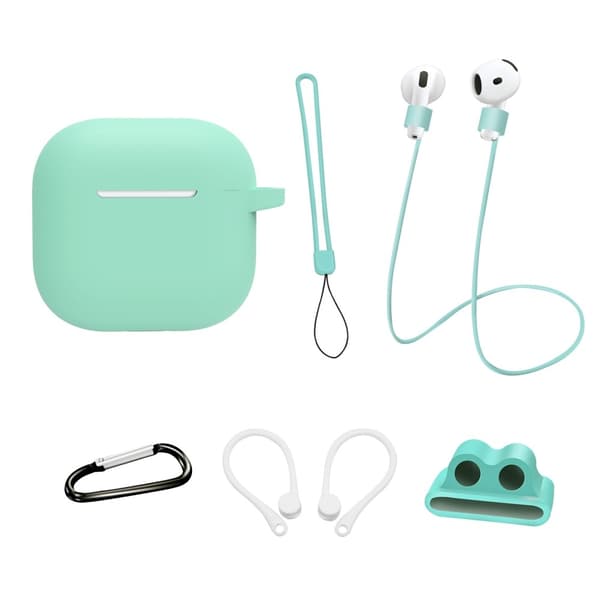 For AirPods 4 6 i 1 tilbehør Veske Stroppholder Ørekroker Halsstropp Nøkkelring - Mynte