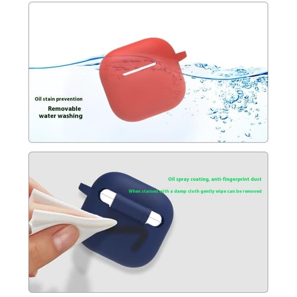 För AirPods 4  6 i 1 Tillbehör Fodral Rem Hållare Öronkrokar Nackrem Nyckelring - Midnight Blue