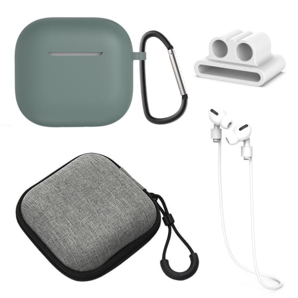 För AirPods 4 5st Tillbehör Fodral förvaringsbox halsrem hörlurshållare nyckelring