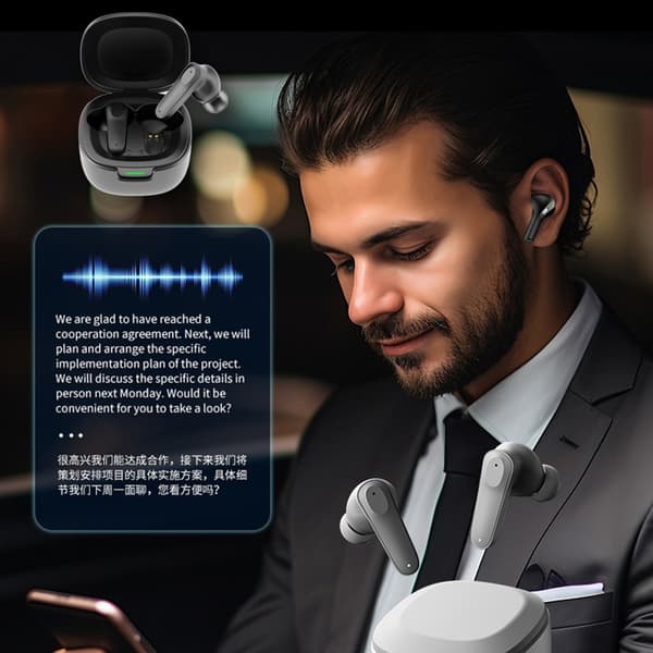 Bluetooth Hörlurar AI Smart Multi-Language Translation Översättare - Svart