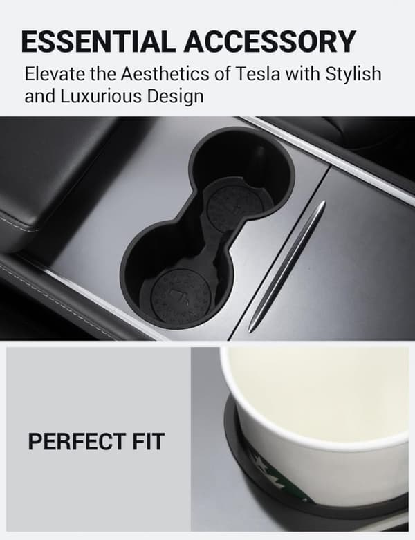 Silikoneovertræk til Tesla-kopholder, kompatibel med Model 3 &amp; Y