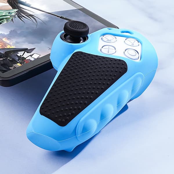 Playstation 5 / PS5 Silikone Skin Cover Case Anti-Slip Protection + Joystick Caps - Blå