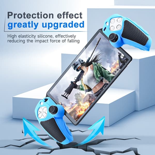 Playstation 5 / PS5 Silikone Skin Cover Case Anti-Slip Protection + Joystick Caps - Blå