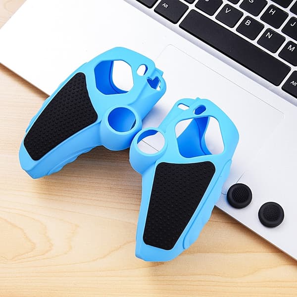 Playstation 5 / PS5 Silikone Skin Cover Case Anti-Slip Protection + Joystick Caps - Blå