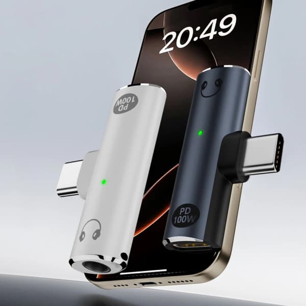 USB-C han til 3,5 mm lyd + USB-C PD 100W opladningsadapter